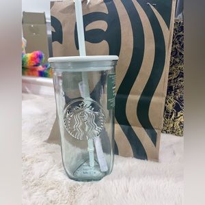 NEW 💚Starbucks 2023 Recycled Core Mint Glass Triangle Cold Cup Tumbler